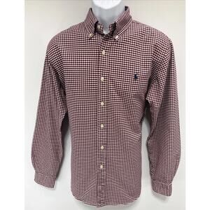 Polo Ralph Lauren Custom Fit Shirt Gingham Heritage Oxford Red Pony Size L